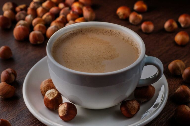 Caffè caldo aromatizzato alla nocciola fatto con preparato Horeca made in Italy