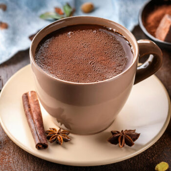 Tazza di cioccolata calda fatta con preparato Horeca
