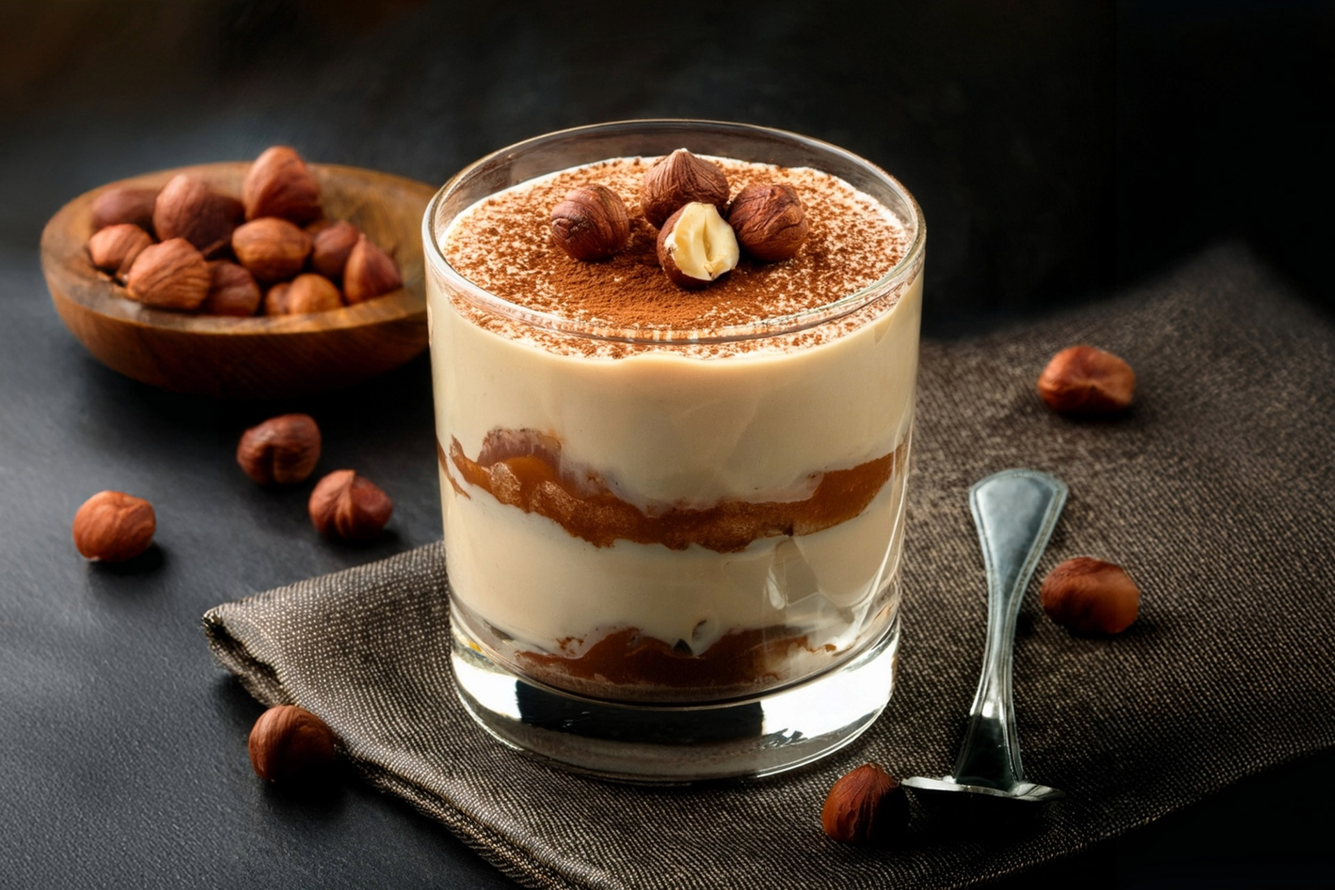 Cold hazelnut dessert cream made with Horeca preparation made in Italy