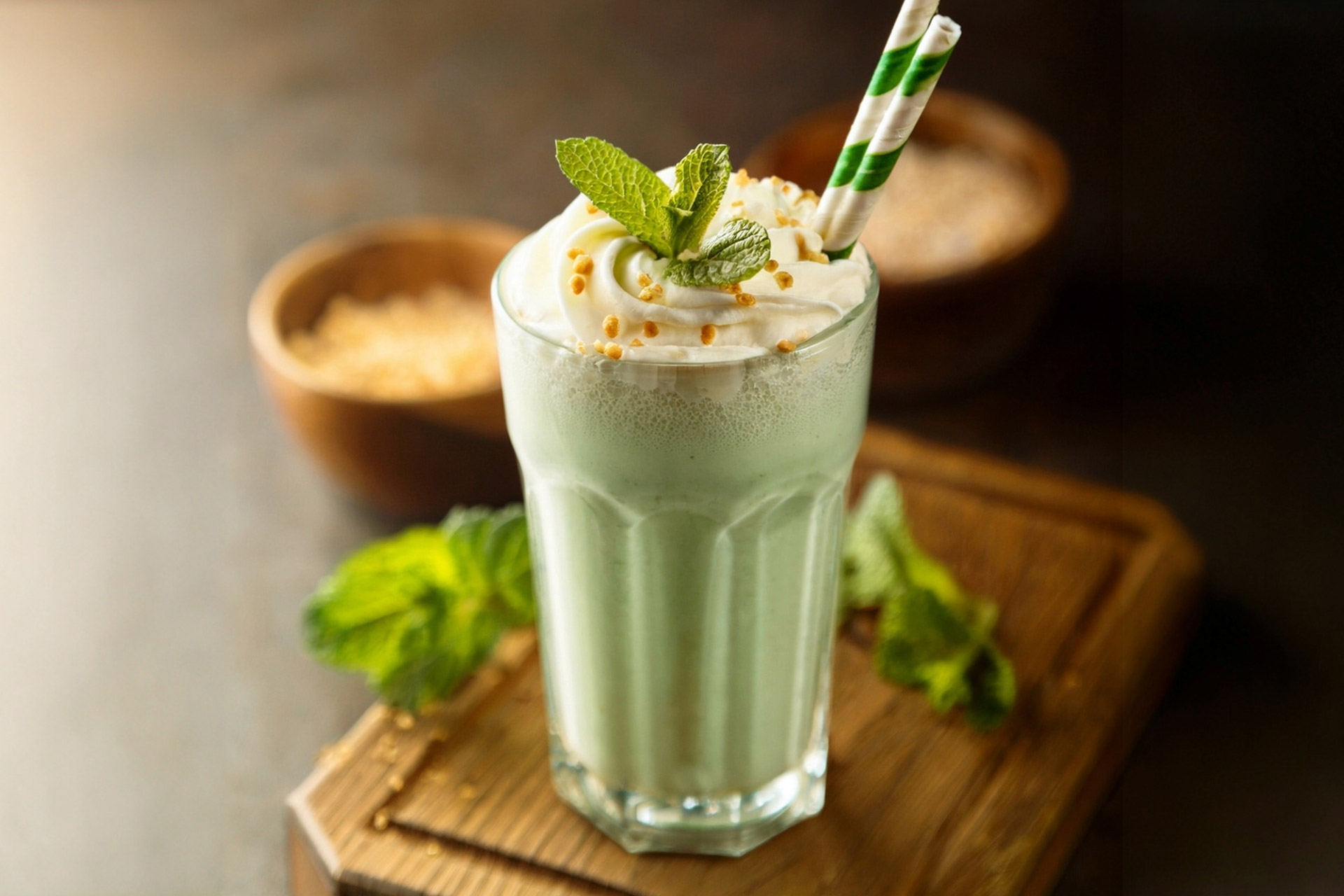 Mint frappé made with Horeca preparation made in Italy