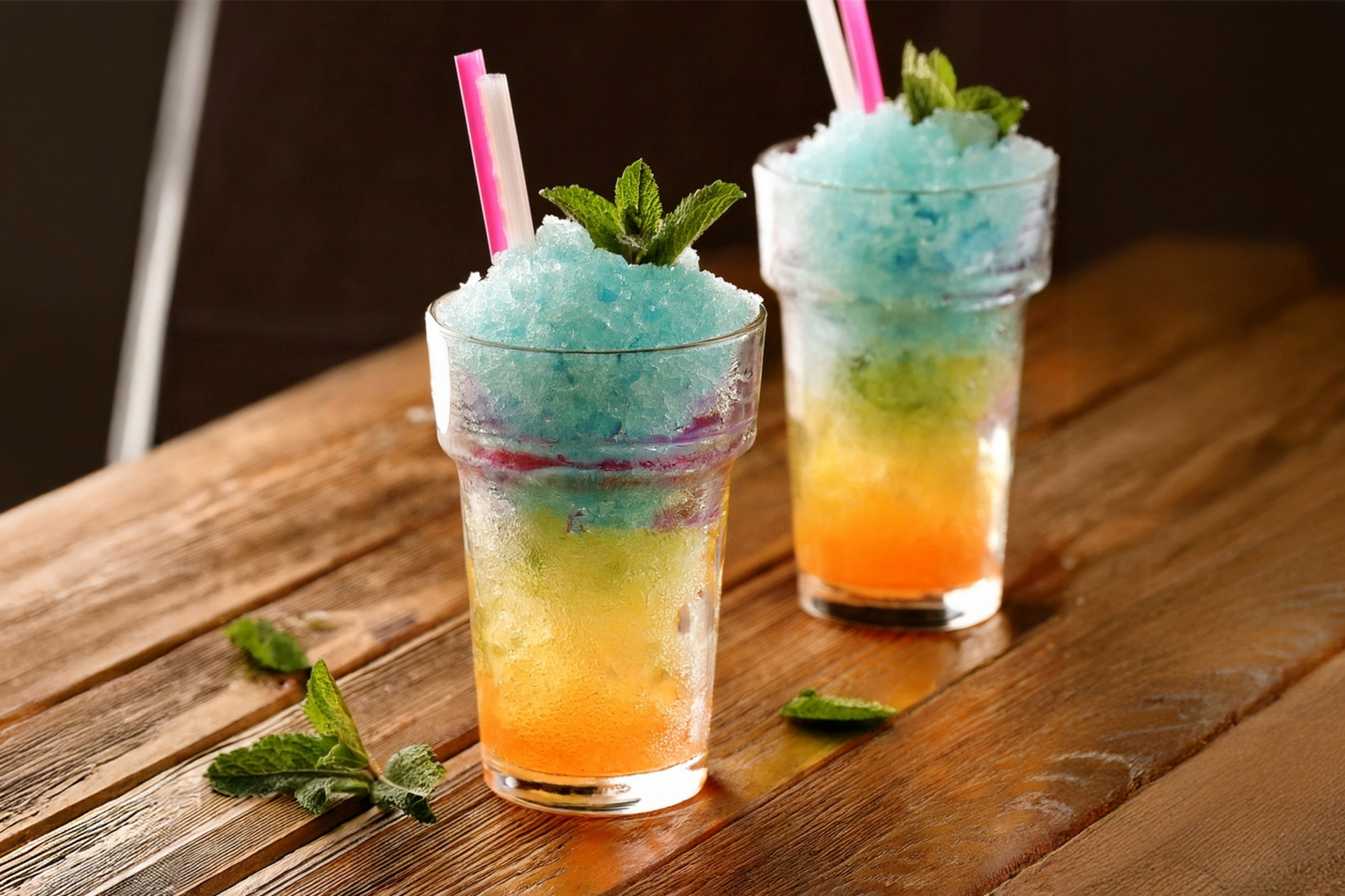 Granitas in various flavours made with Horeca preparations made in Italy