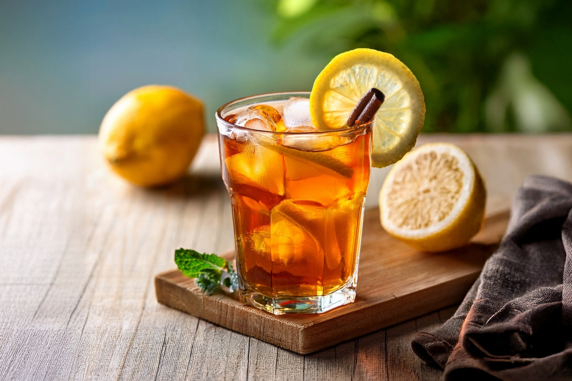 Lemon ice tea made with Horeca preparation made in Italy