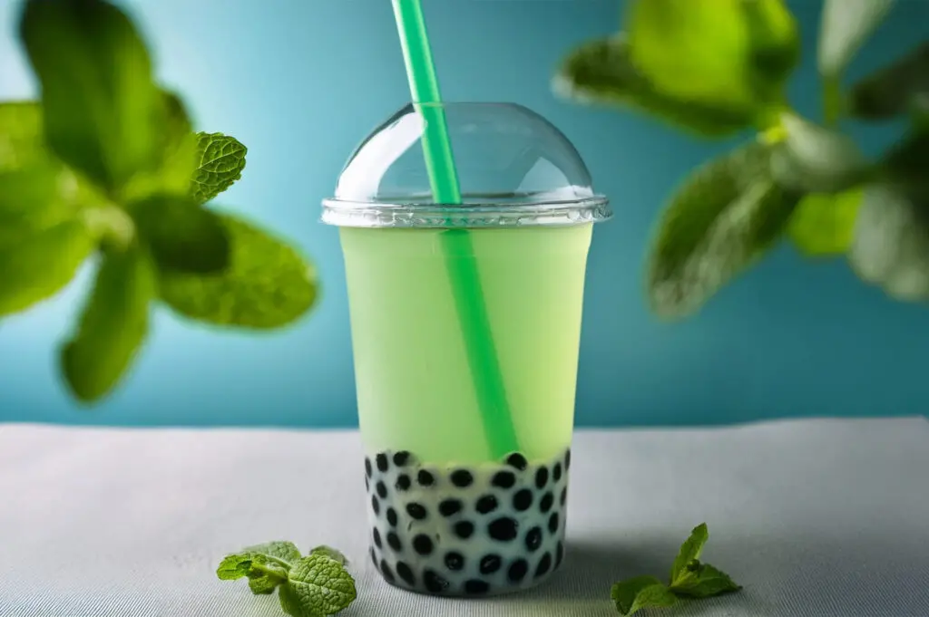 Bubble tea green tea and mint made with Horeca preparation made in Italy