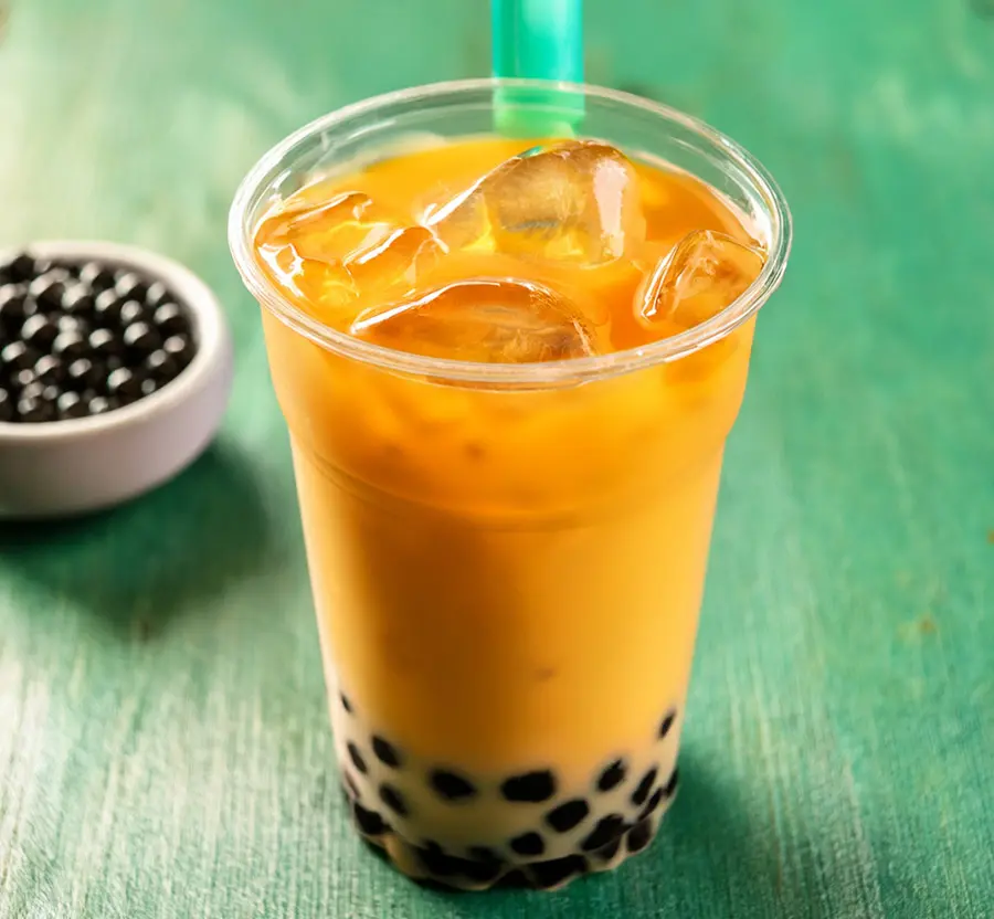 Bubble tea with popping boba made with Horeca preparation made in Italy