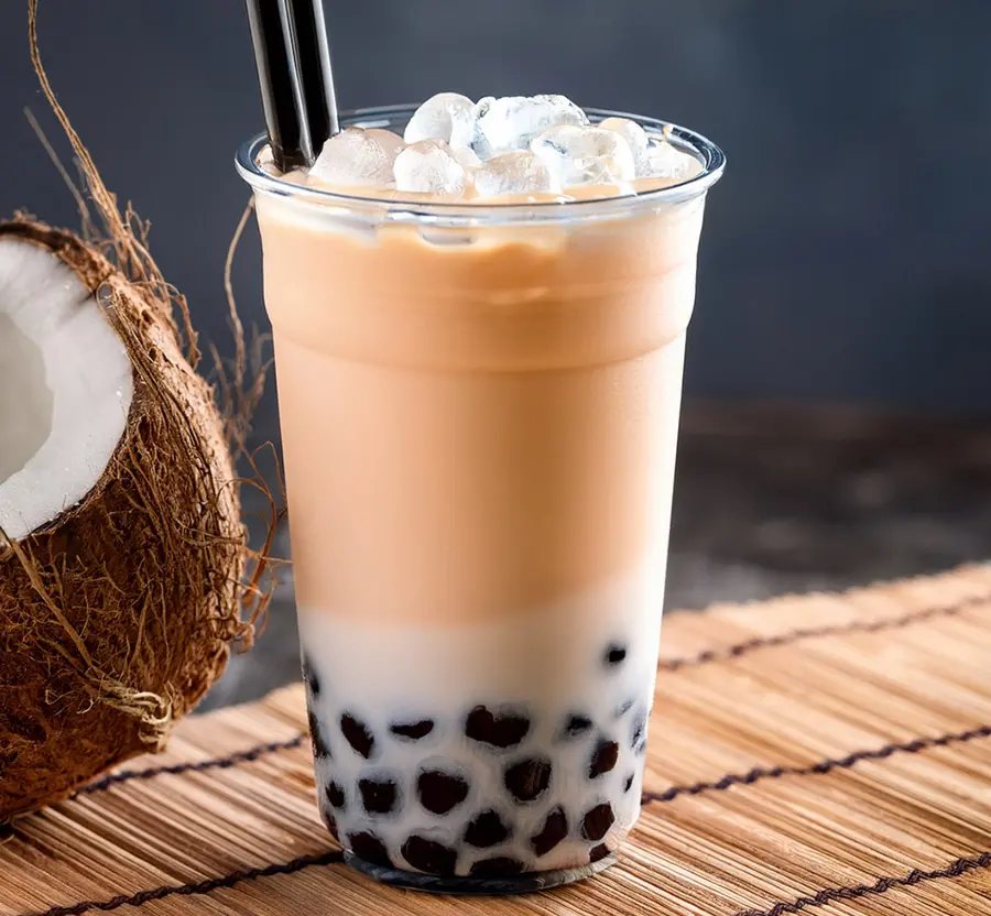Bubble tea with coconut syrup made with Horeca preparation made in Italy