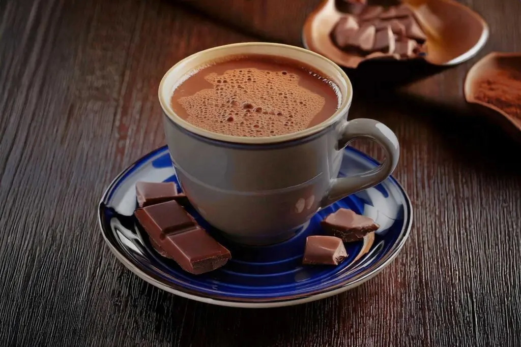 Tazza di cioccolata calda fatta con preparato Horeca per cioccolata al latte