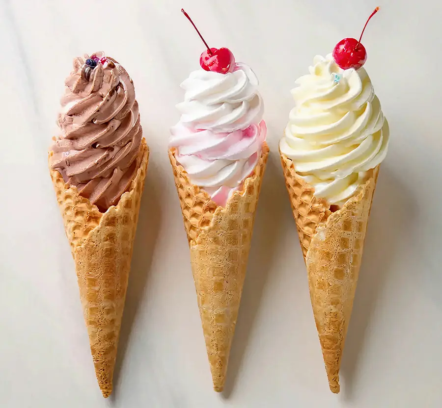 Soft ice cream made with Horeca powder mix