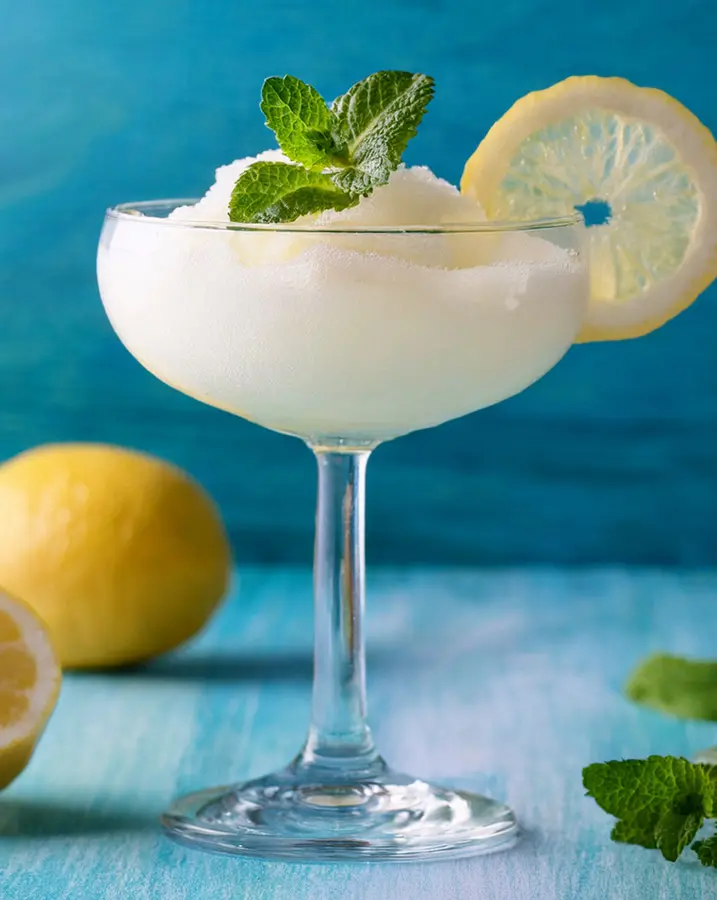 Lemon sorbet made with professional preparation