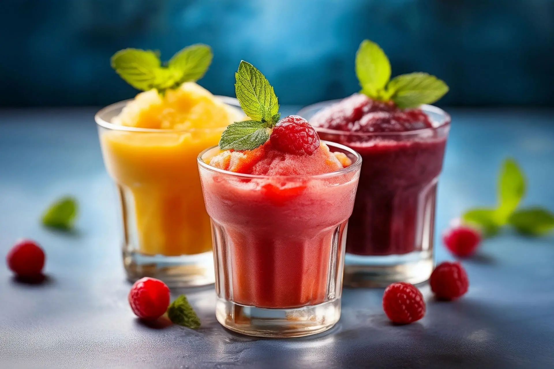 Fruit sorbets made with Horeca preparation made in Italy