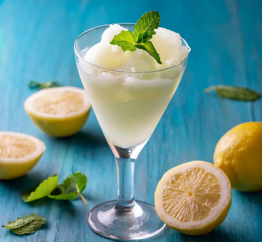 Lemon sorbet made with Horeca preparation made in Italy
