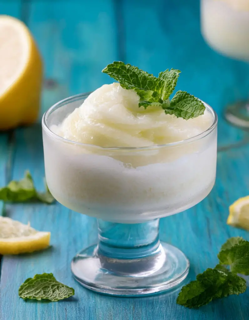 Lemon sorbet made with Horeca preparation made in Italy