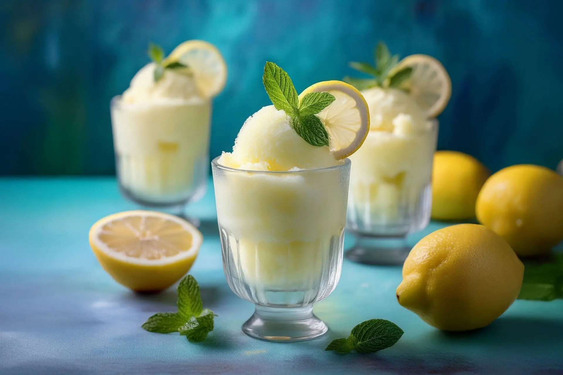 Lemon sorbet made with Horeca preparation made in Italy